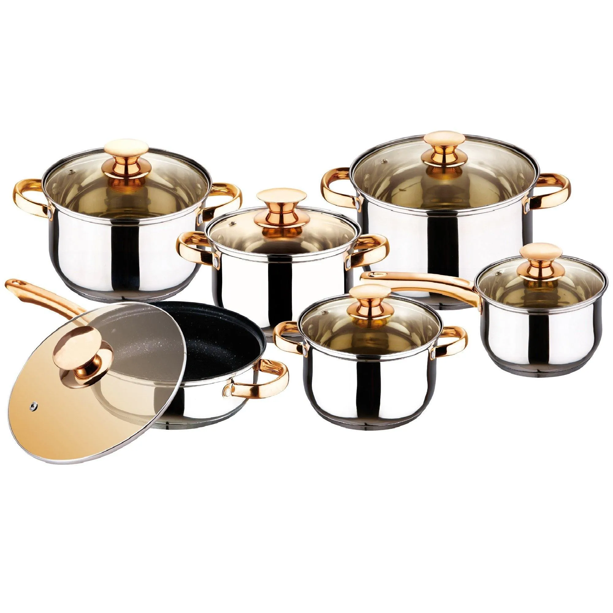 12 Pcs Stainless Steel Induction Pot Set