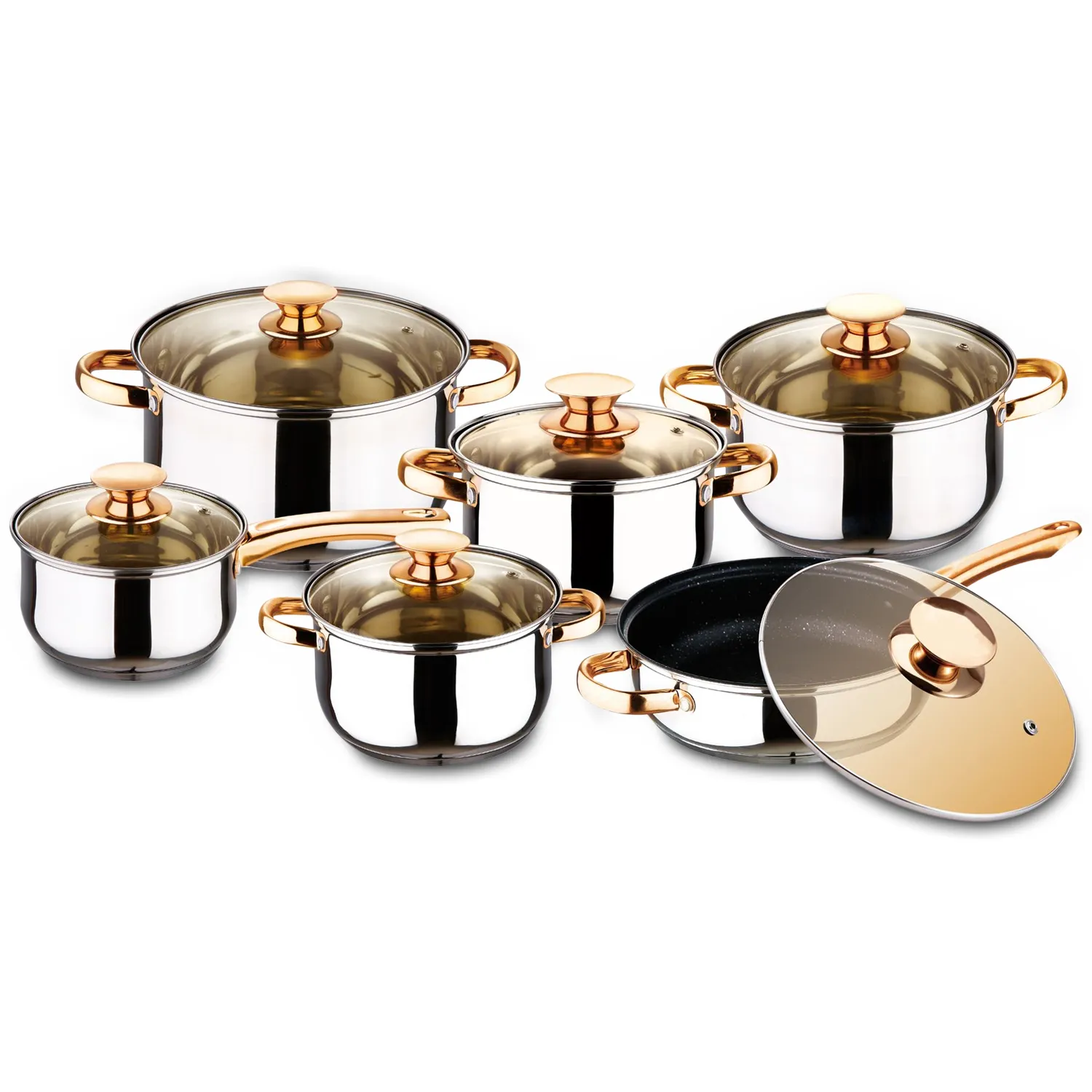 12 Pcs Stainless Steel Induction Pot Set