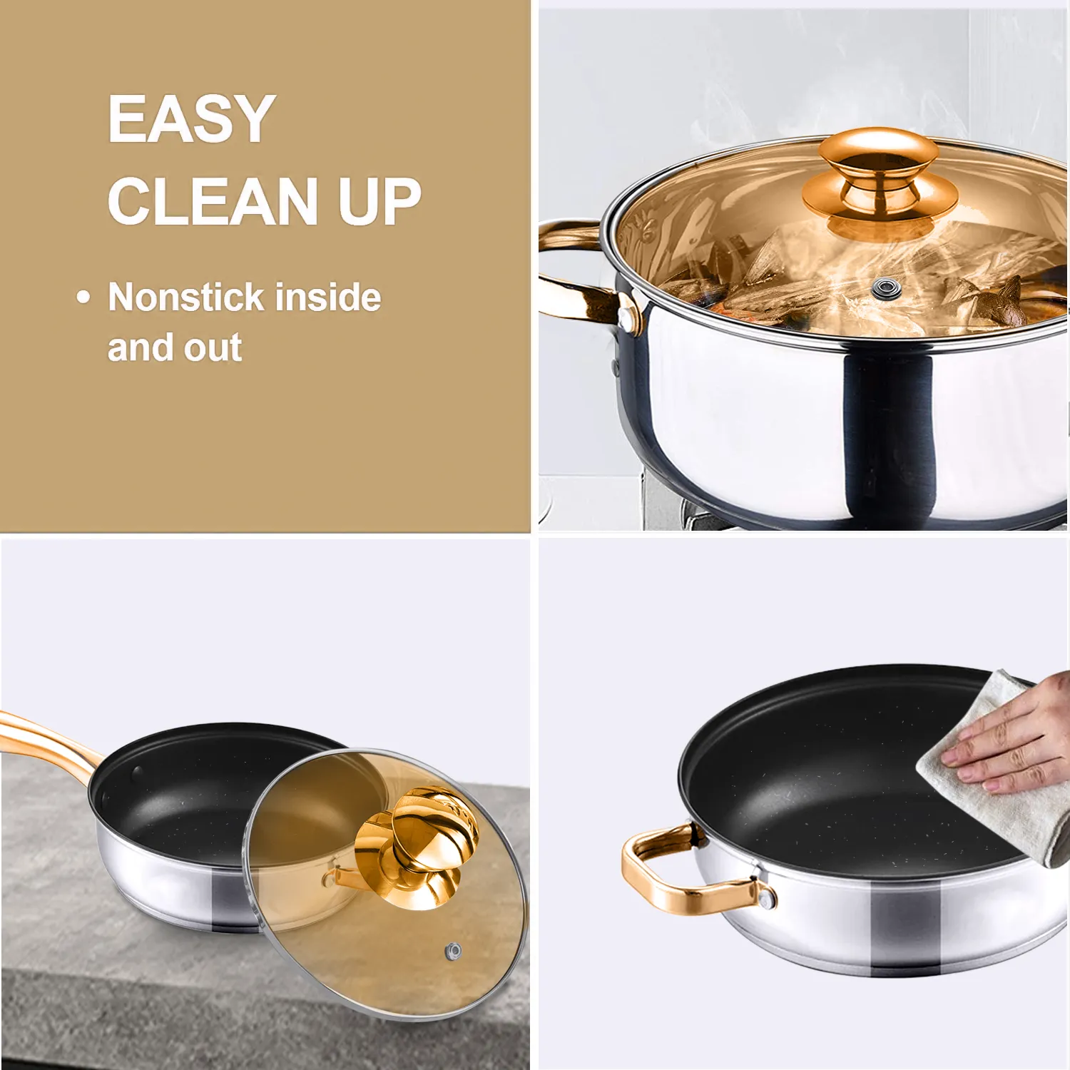 12 Pcs Stainless Steel Induction Pot Set