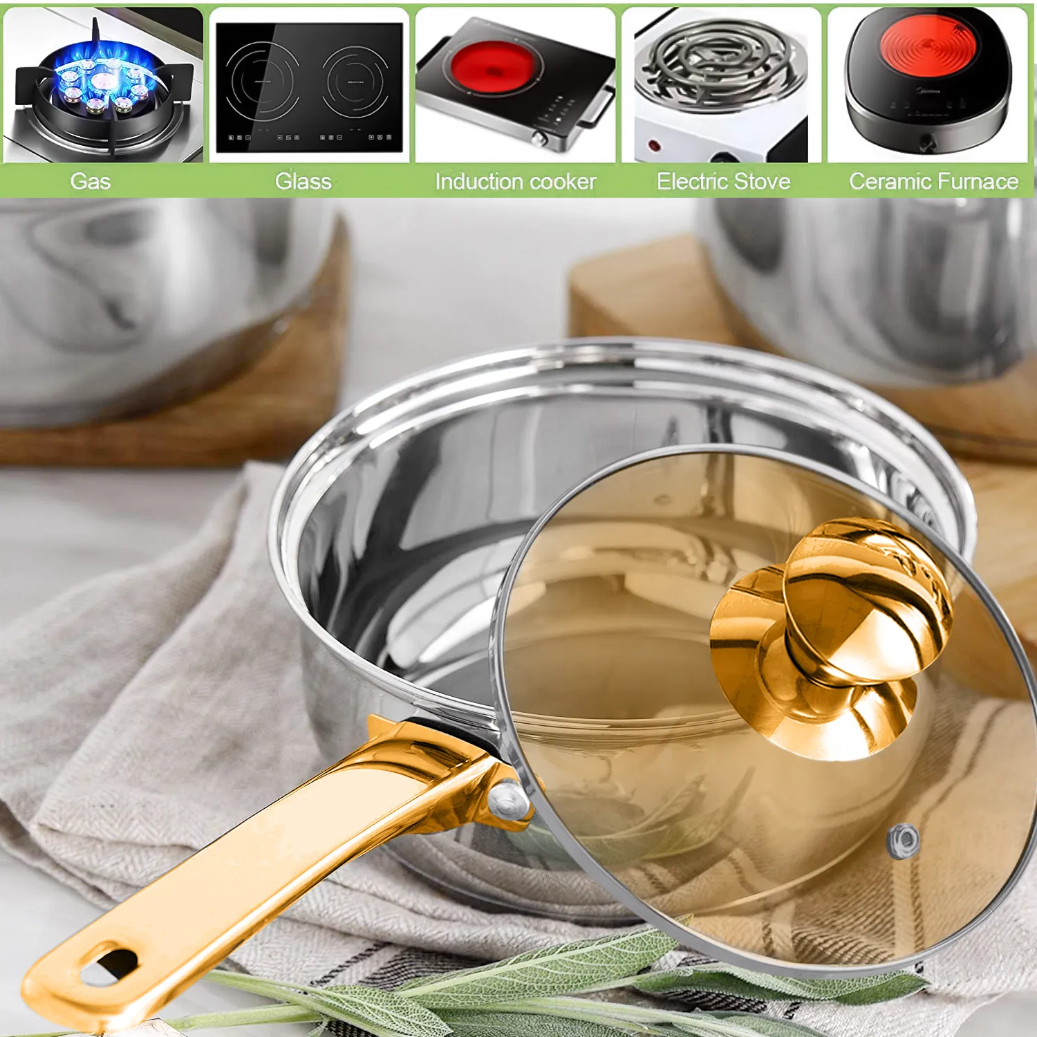 12 Pcs Stainless Steel Induction Pot Set