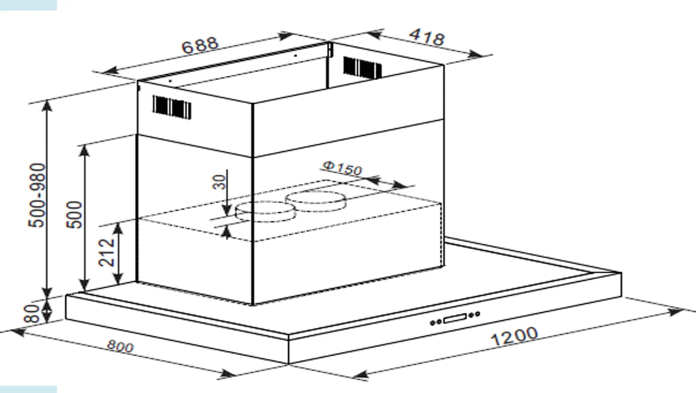 304 Stainless Steel 120CM Commercial BBQ Rangehood