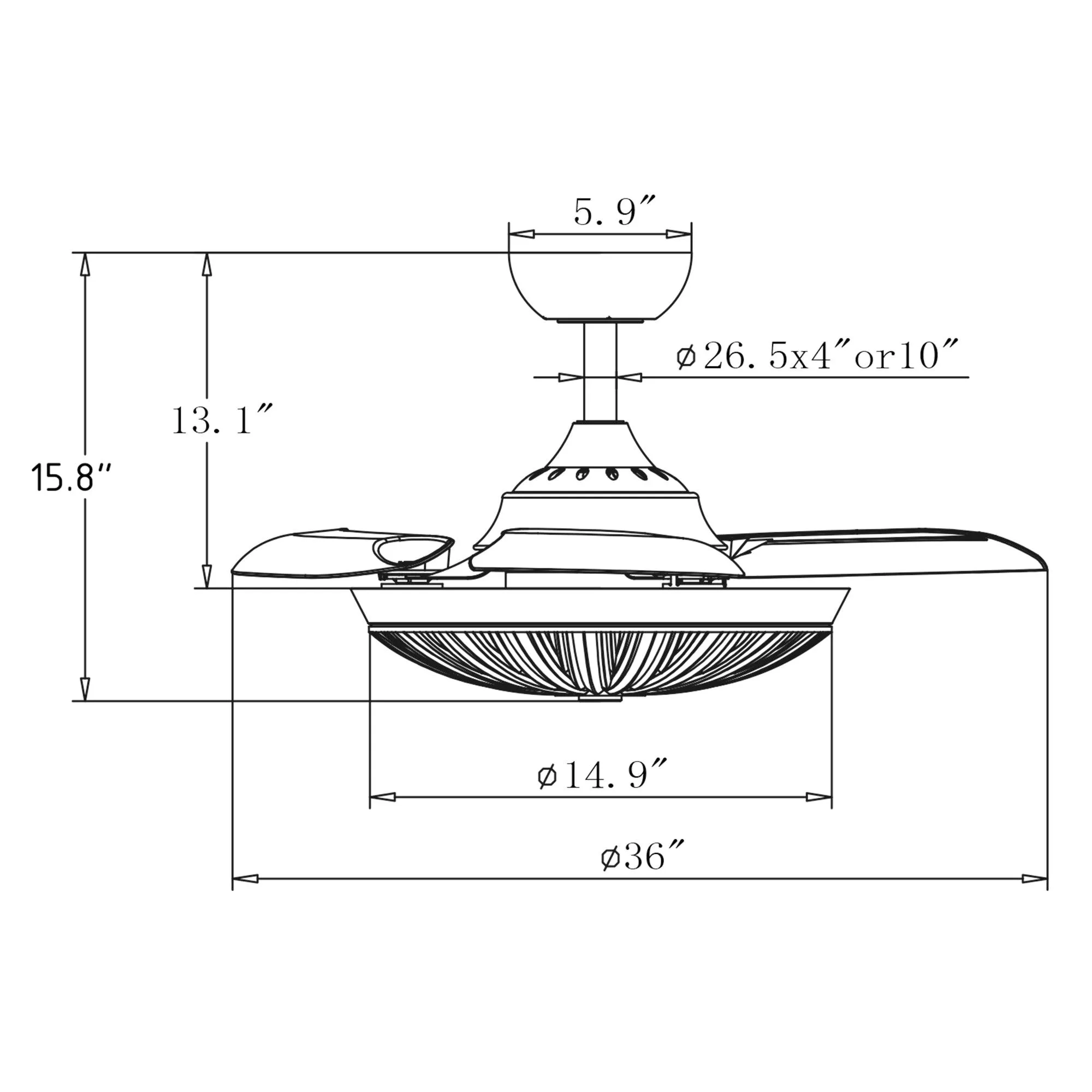 36" Brownesville Modern Chrome Downrod Mount Crystal Ceiling Fan with Lighting and Remote Control