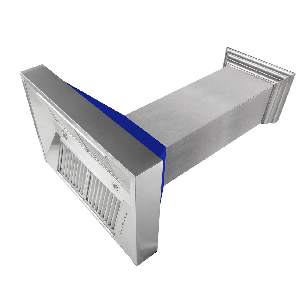 42" Snow Finish Range Hood with Blue Matte Shell