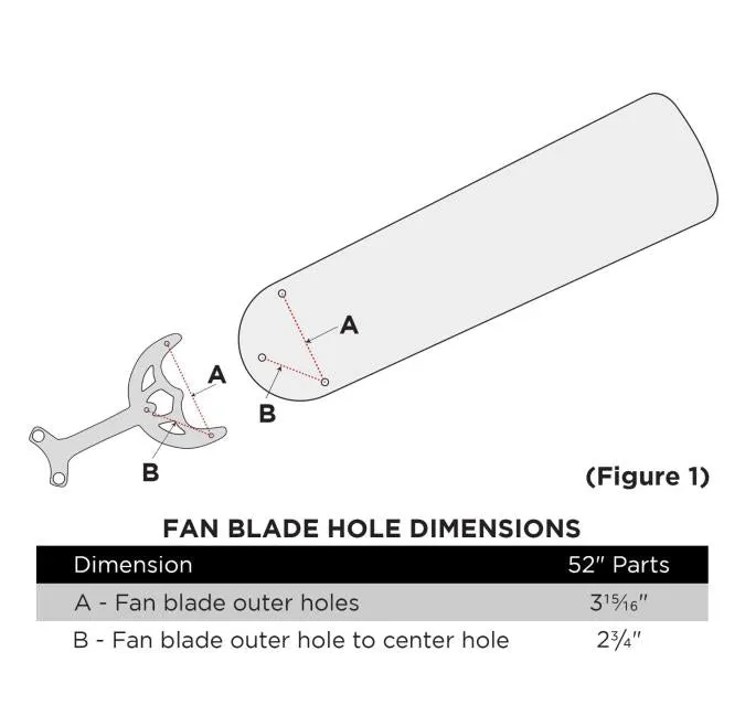 52-Inch Reversible Replacement Fan Blades, White/Bleached Oak