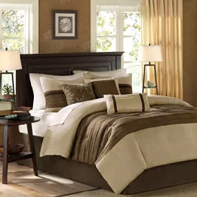 7 Piece Comforter Set Natural  Queen