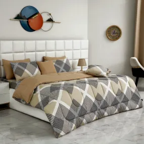 8 PCs Winter Comforter Set-Beige Geometric