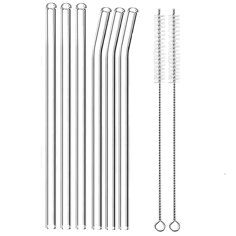 8-Piece Reusable Glass Straws And Cleaning Brush Set IB-105