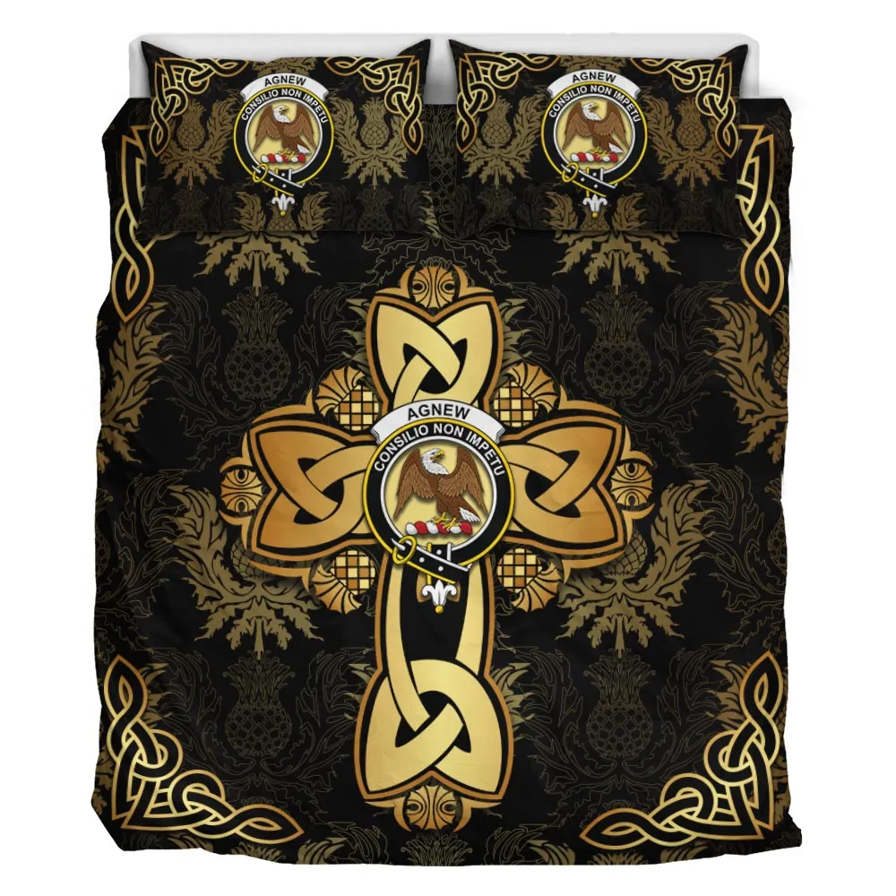 Agnew Clan Bedding Sets Gold Thistle Celtic Style