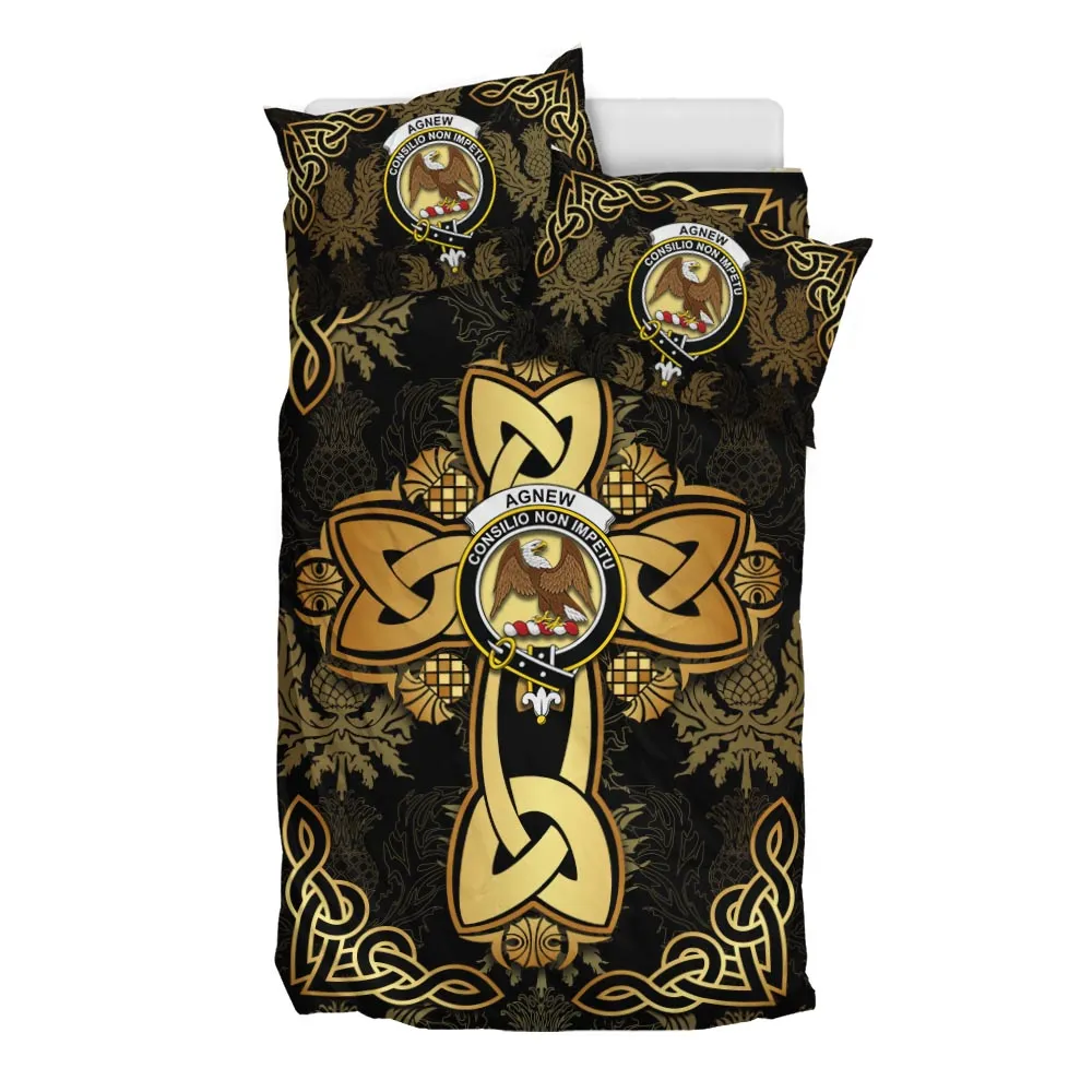 Agnew Clan Bedding Sets Gold Thistle Celtic Style