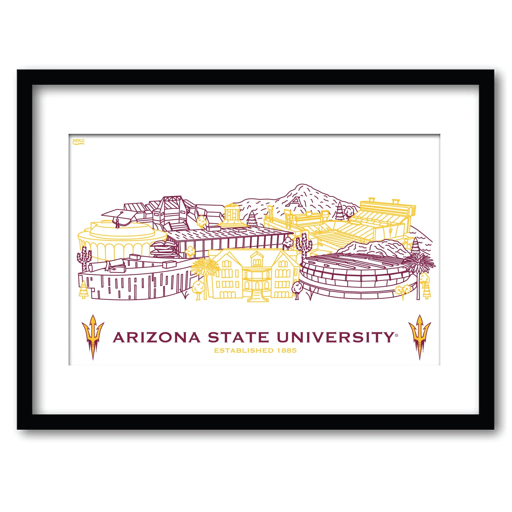 Arizona State Sun Devils Framed Campus Wall Art 11" x 14"