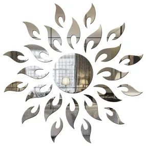 Atulya Arts offering- Sun Wall Sticker (1.5ft Size) 3D Acrylic Stickers for Wall Decorative Mirror Wall Stickers (Silver)