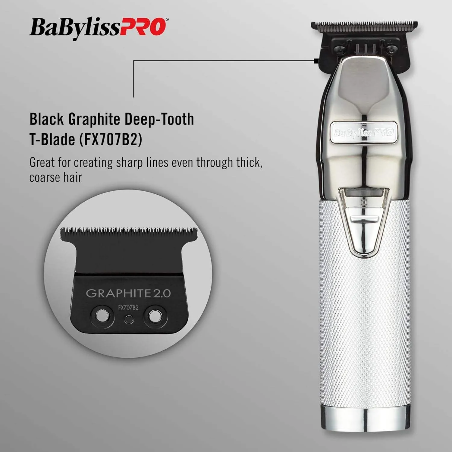 BaBylissPRO SilverFX Cordless Trimmer - Professional High-Performance Outlining and Detailing Tool