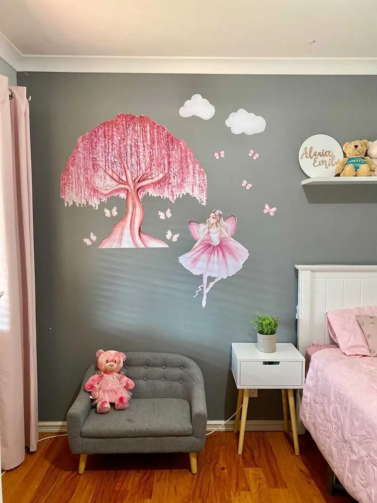 Ballerina Fairy Australian Design Hand Painted Peel & Stick, Removable Wall Decal. Nursery, Kids Playroom, Kids Teens Bedroom