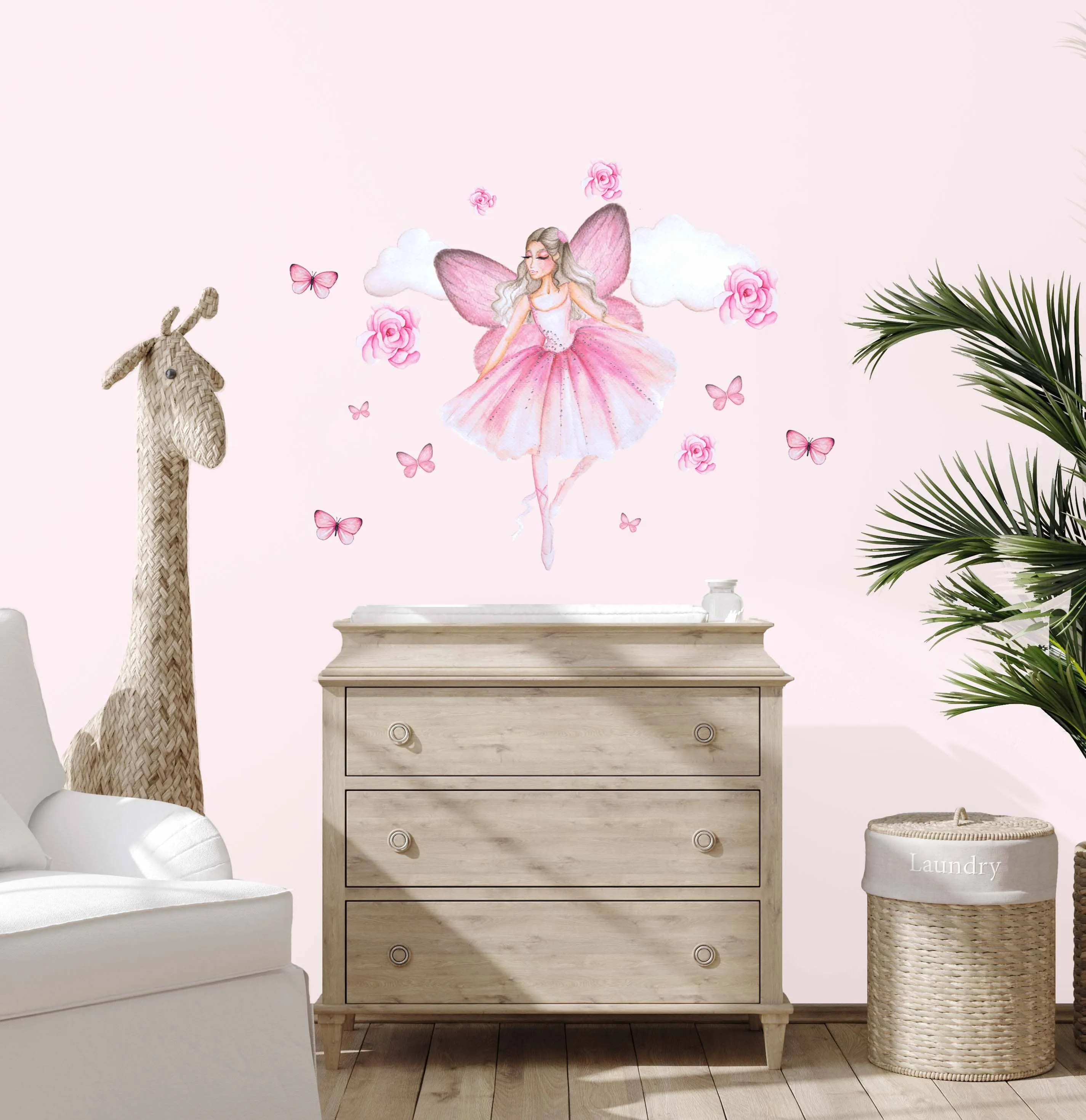 Ballerina Fairy Australian Design Hand Painted Peel & Stick, Removable Wall Decal. Nursery, Kids Playroom, Kids Teens Bedroom