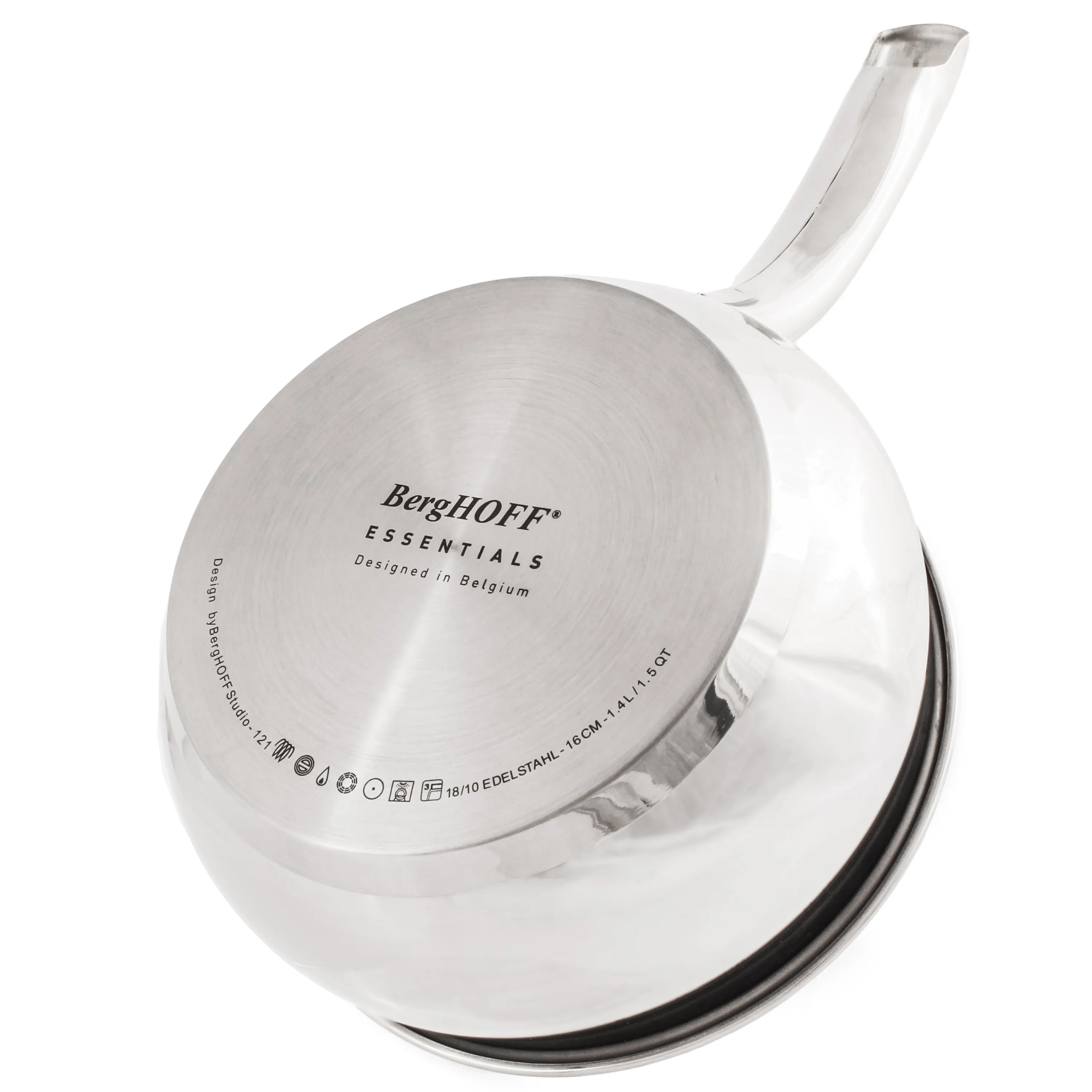 BergHOFF Belly Shape 18/10 Stainless Steel 6.25" Sauce Pan with SS Lid, 1.5qt.