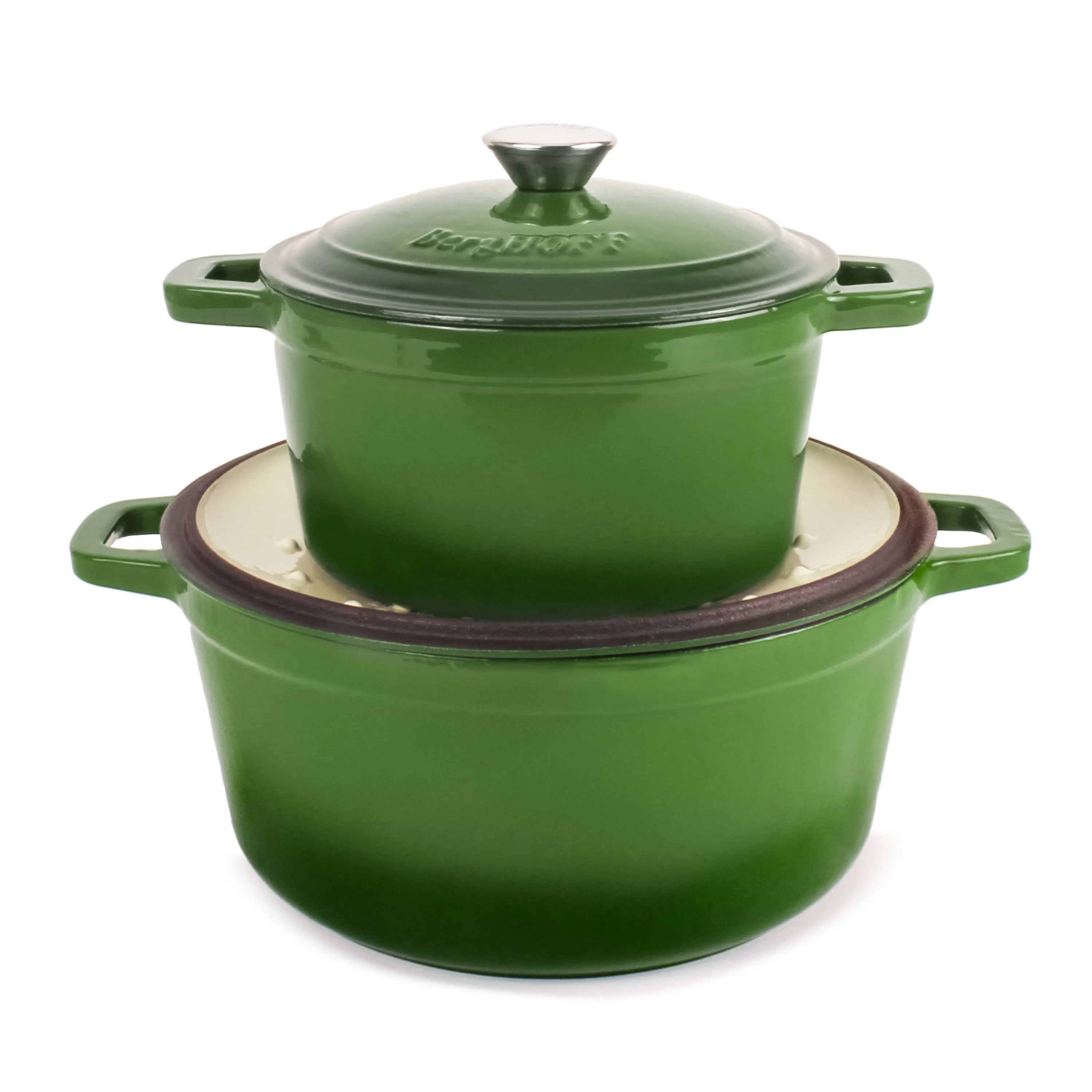 BergHOFF Neo 4pc Cast Iron Cookware Set, 3qt. & 7qt., Green