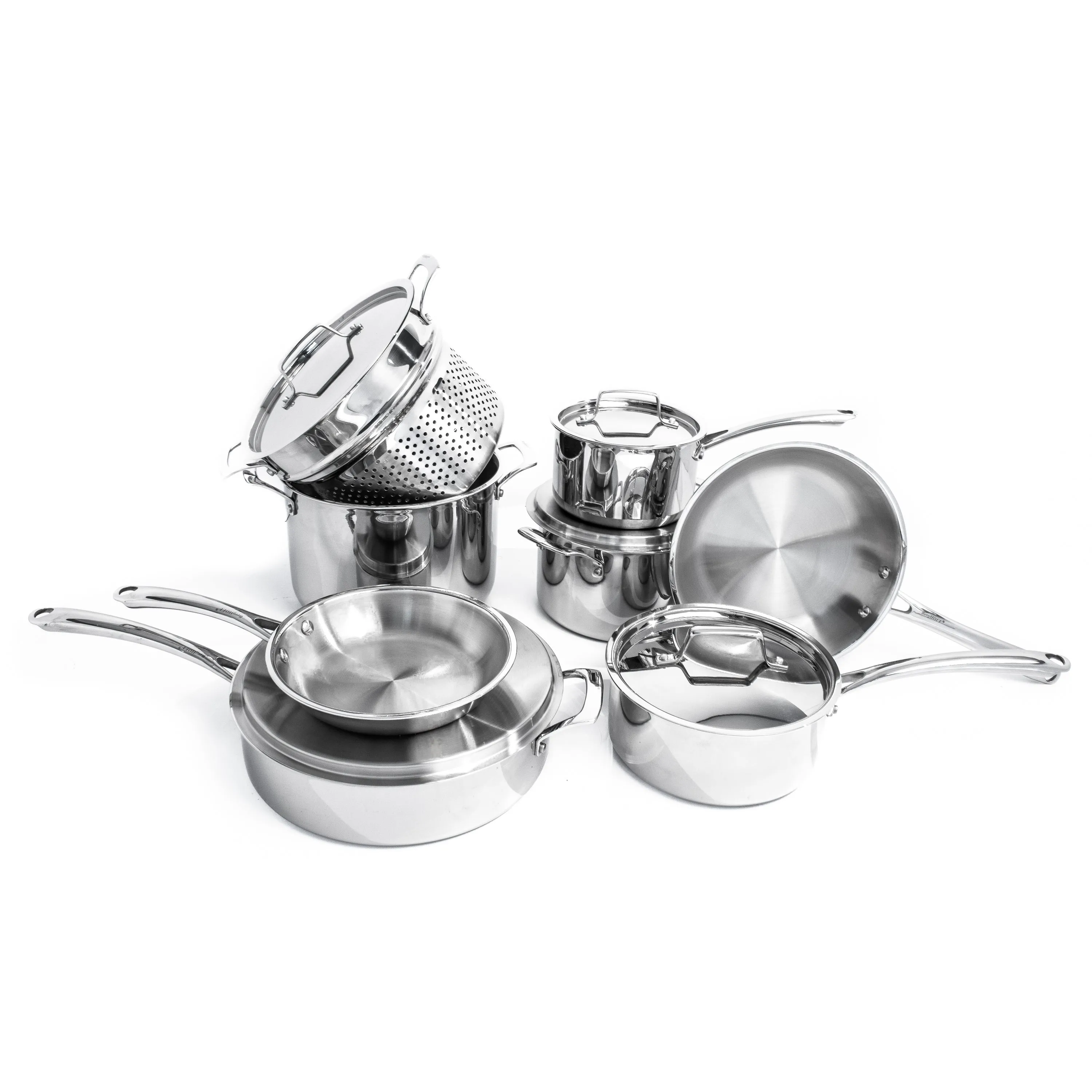 BergHOFF Professional 13pc Tri-Ply 18/10 Stainless Steel Cookware Set with SS Lids