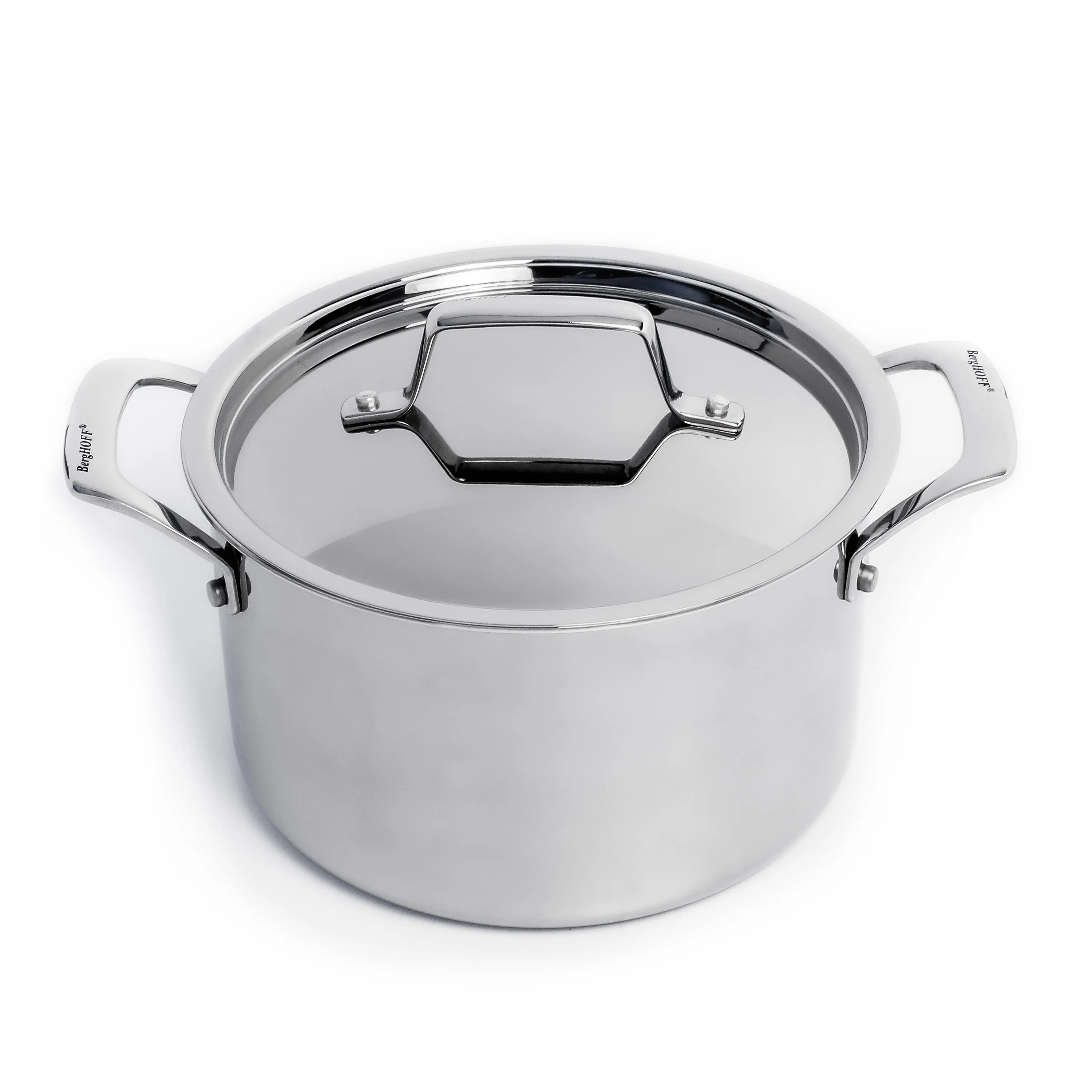 BergHOFF Professional Tri-Ply 18/10 Stainless Steel 8" Stockpot with SS Lid, 4qt.