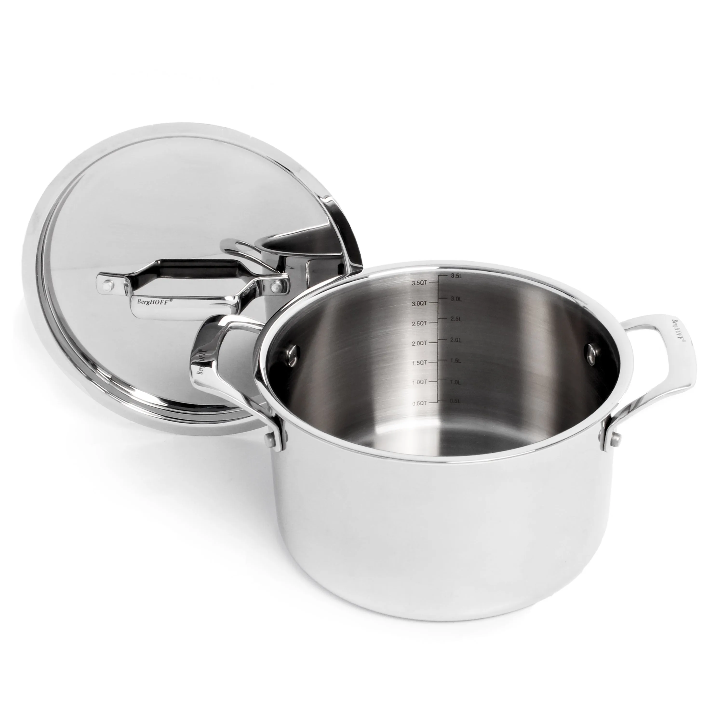 BergHOFF Professional Tri-Ply 18/10 Stainless Steel 8" Stockpot with SS Lid, 4qt.