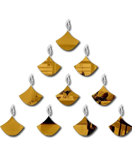 Bikri Kendra - 10 Diya New Gold Mirror Stickers for Wall, Acrylic Mirror, Wall Mirror, 3D Stickers, Wall Stickers for Room Hall Home and Office