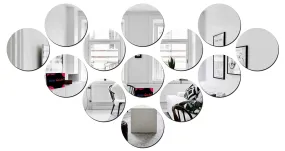 Bikri Kendra - Art BK09, Circle (Silver) - 3D Acrylic Mirror Stickers for Wall (Pack of 13)