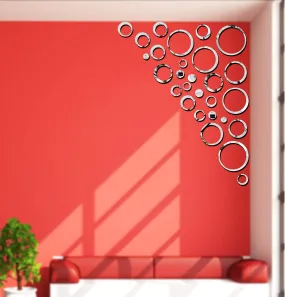 Bikri Kendra Ind - 22 Ring n dots Silver Mirror Stickers for Wall, Acrylic Mirror, Mirror Wall Decor Sticker, Wall Mirror Stickers, Acrylic Stickers, Wall Stickers for Hall Room, Bedroom.