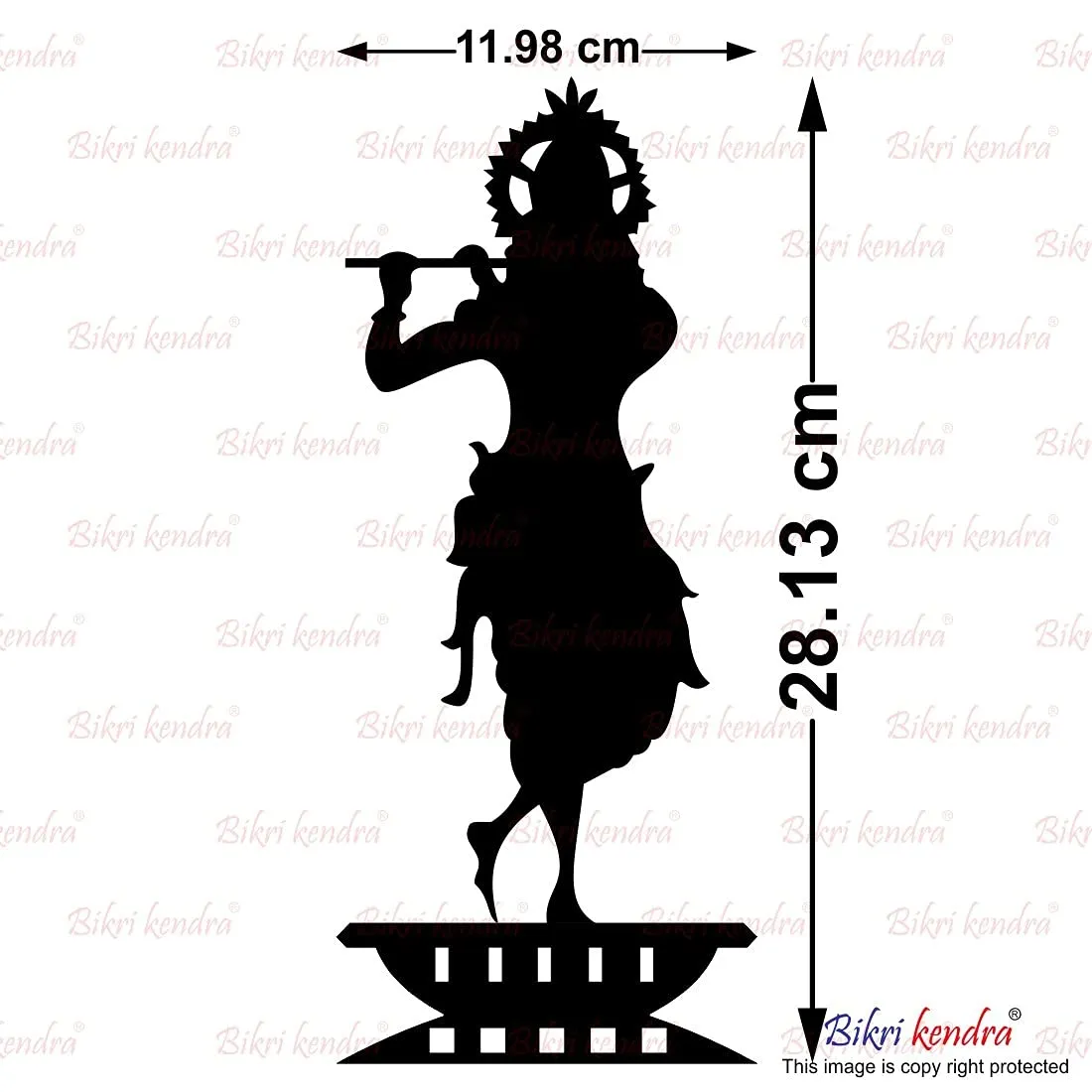 Bikri Kendra - Krishna with Stand Golden. Mirror Stickers for Wall, Acrylic Mirror, Wall Mirror, 3D Stickers, Wall Stickers for Room Hall Home and Office