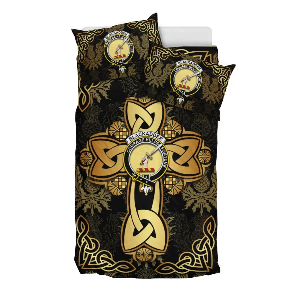 Blackadder Clan Bedding Sets Gold Thistle Celtic Style