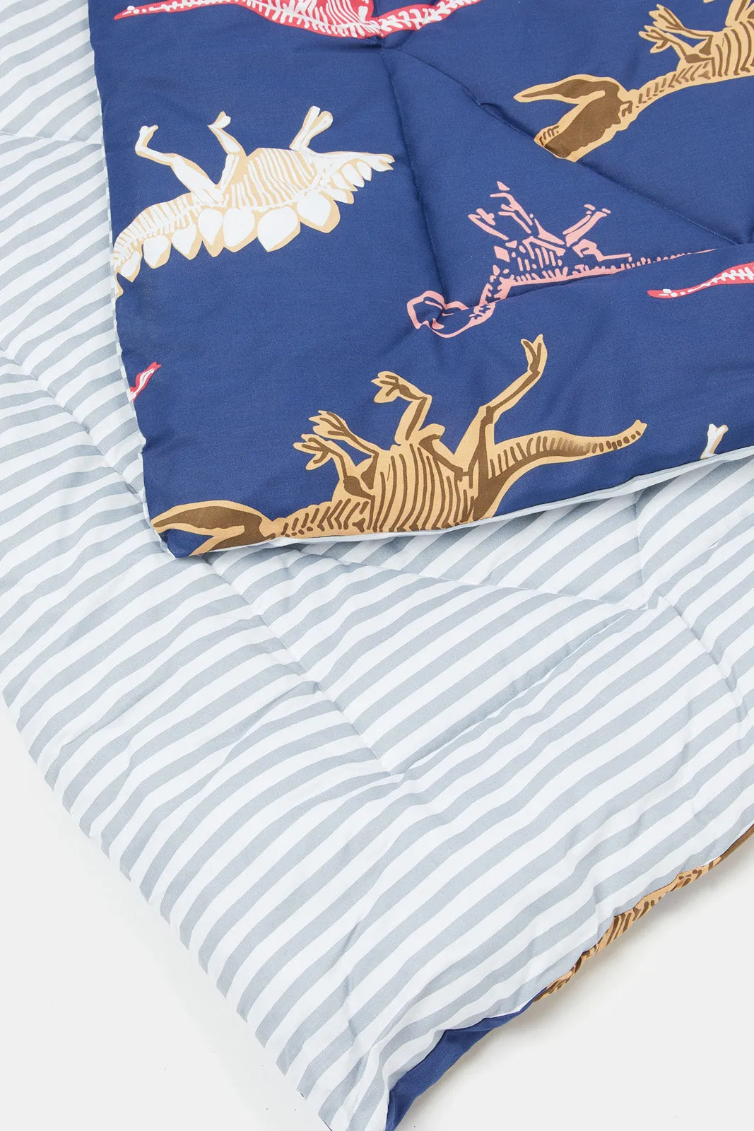 Blue Dinosaur Fossil Printed Kids Comforter (Single Size)