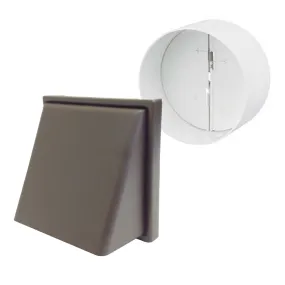 Brown Hooded Cowl Extractor Air Vent & Back Draught Shutter 4 Inch