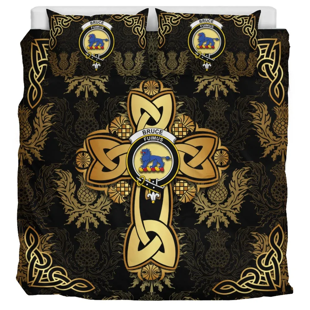 Bruce Clan Bedding Sets Gold Thistle Celtic Style