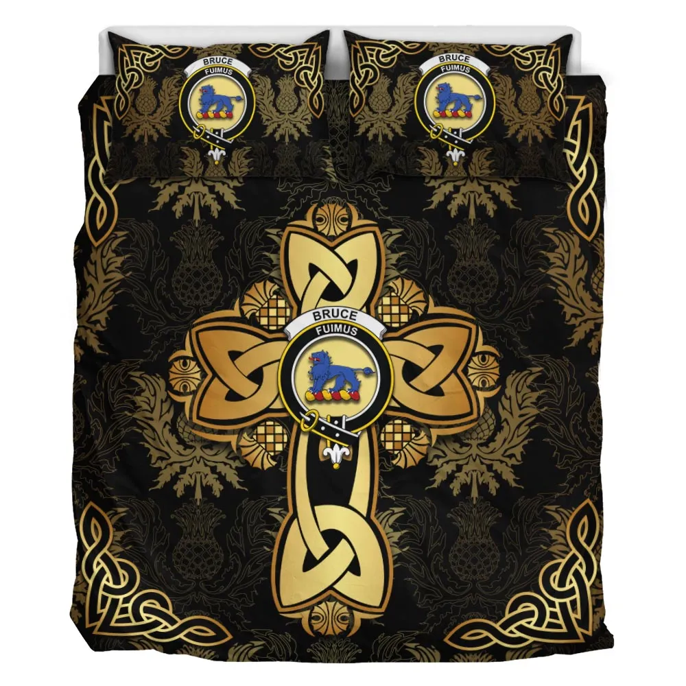 Bruce Clan Bedding Sets Gold Thistle Celtic Style