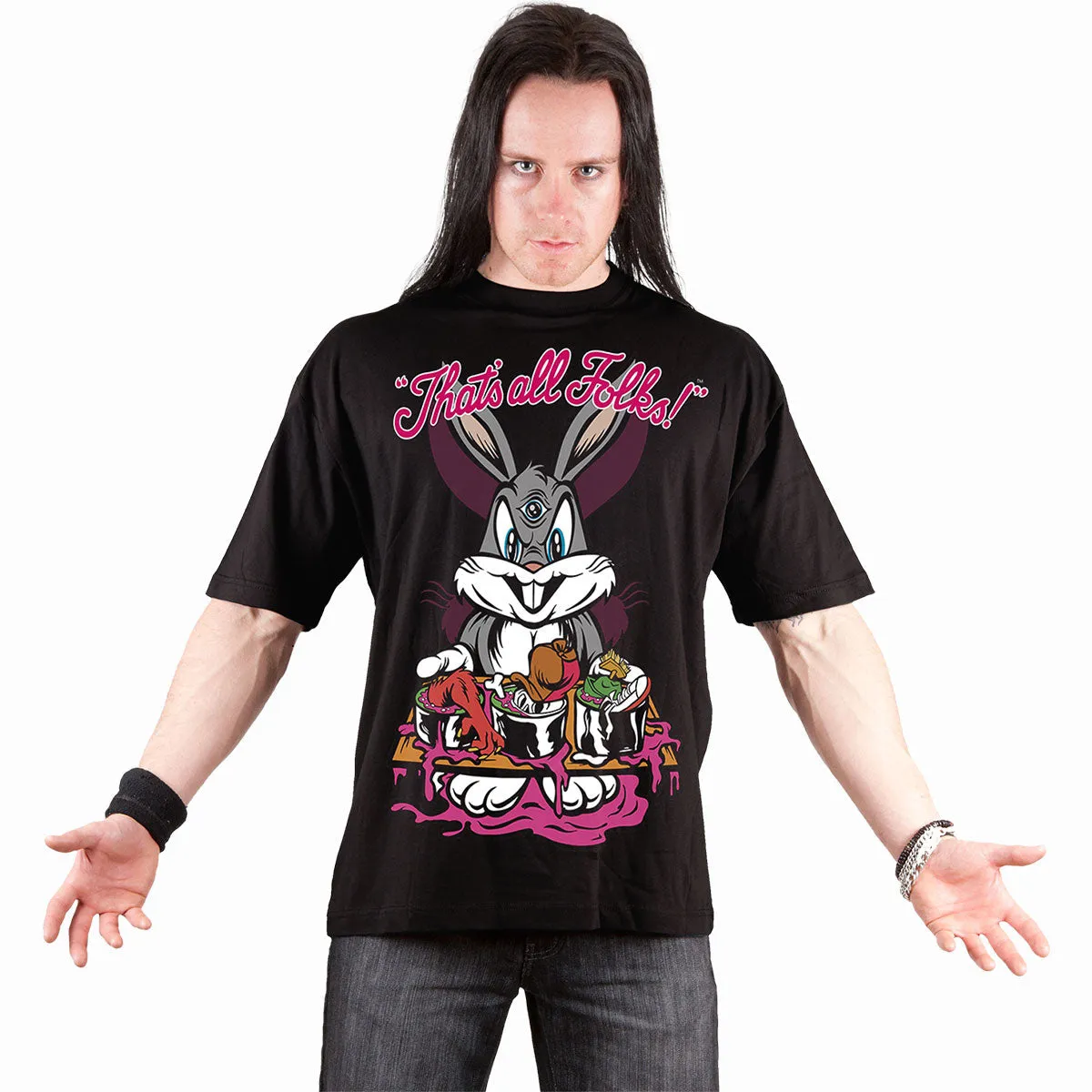 BUGS - EVIL BUNNY - Front Print T-Shirt Black