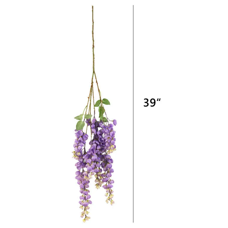 Bulk Exclusive Extra Long Wisteria Stems Hanging Flowers Violet Artificial Flowers for Tall Vases Wholesale