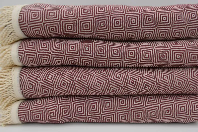 Burgundy 100% Cotton Round Beach Towel