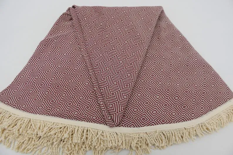 Burgundy 100% Cotton Round Beach Towel