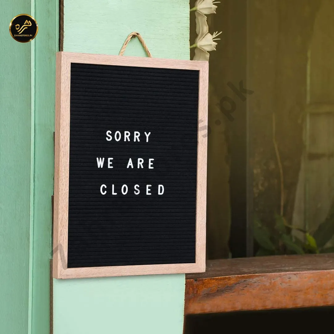 Changeable Wooden Message Board with Stand & Letters