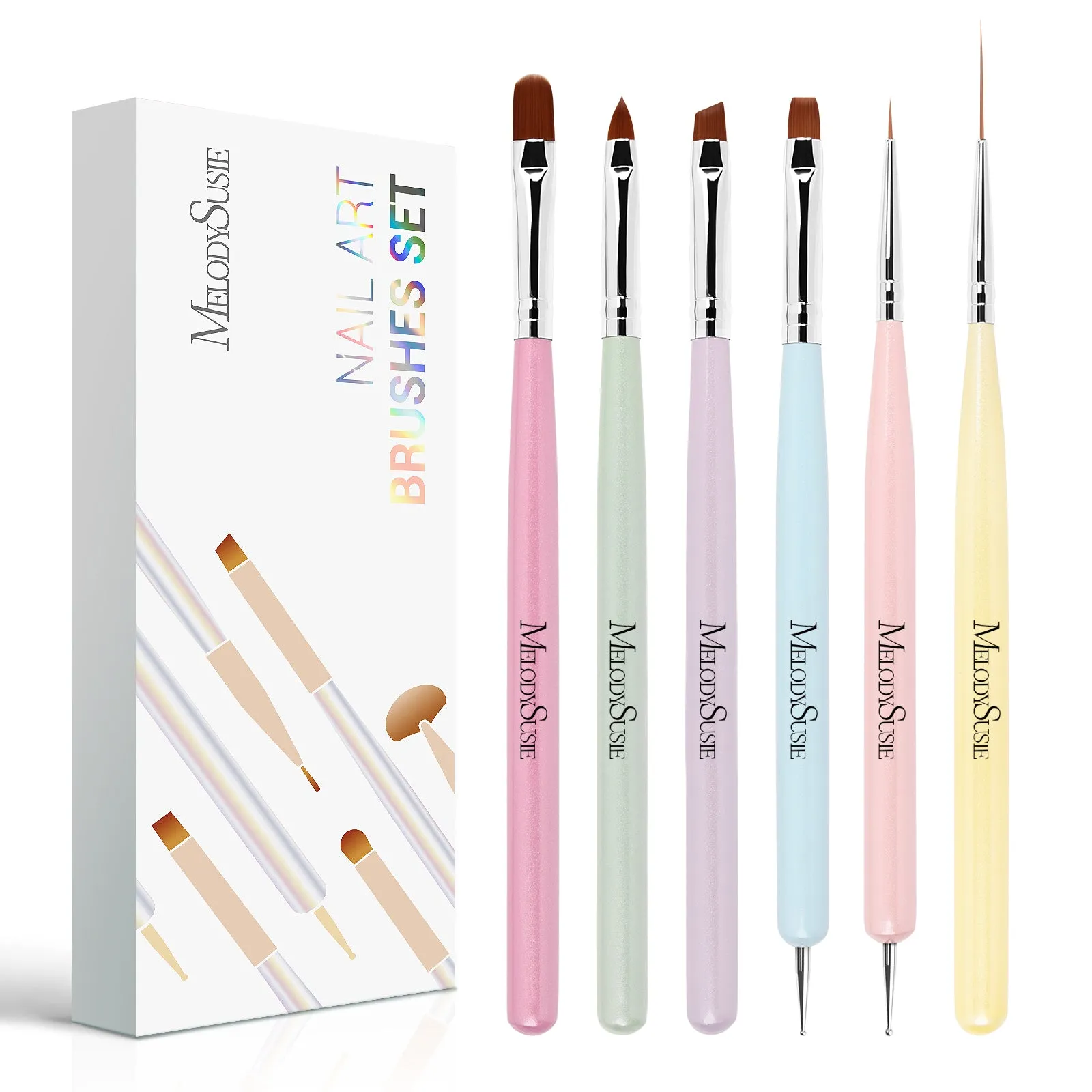 Color Nail Art Brushes Set (6Pcs)