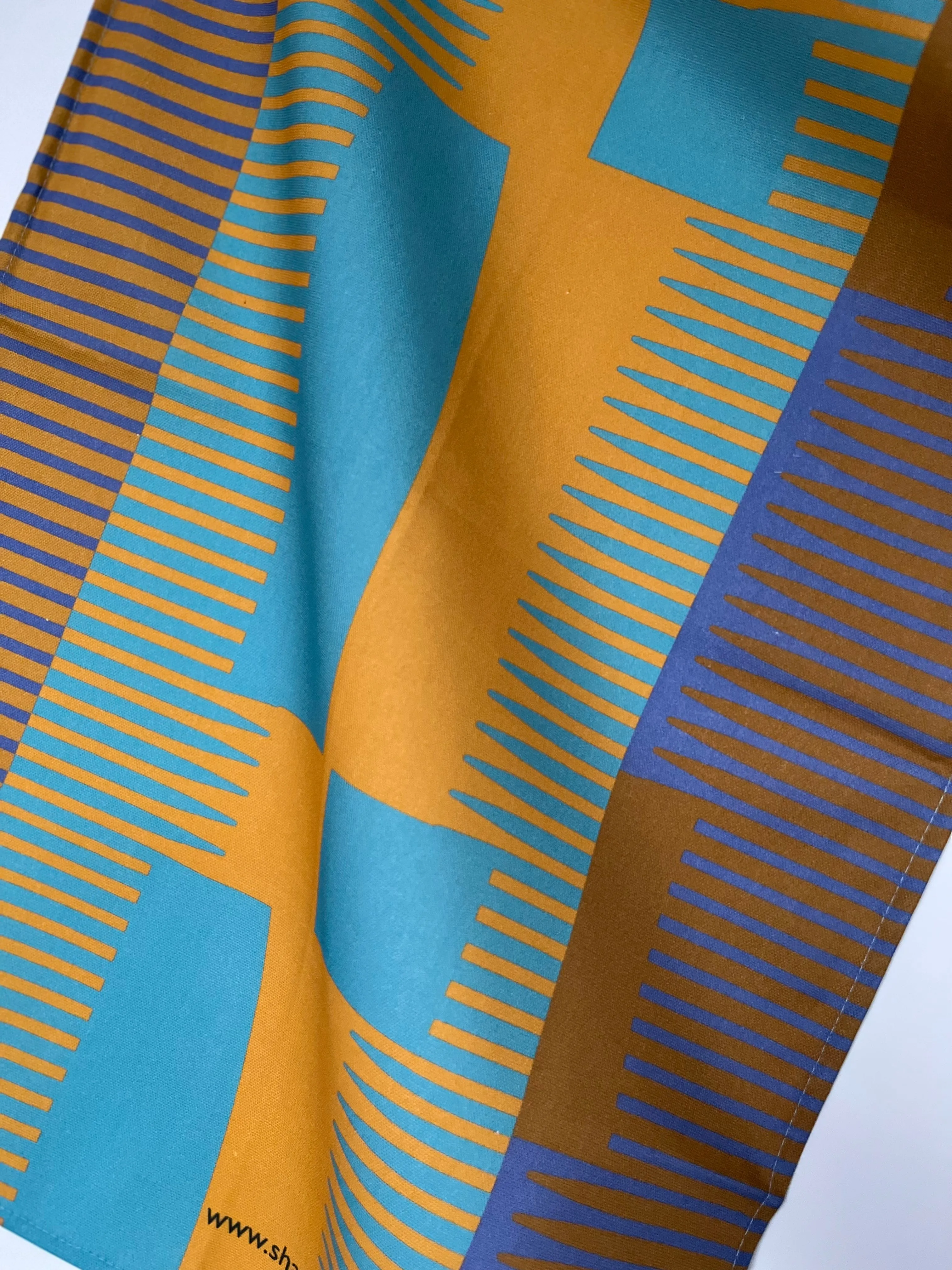 Combed Stripe Tea Towel - Orange   cobalt