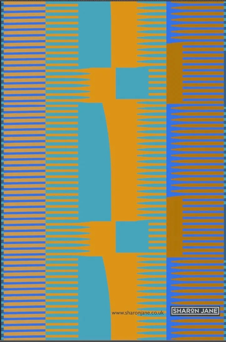 Combed Stripe Tea Towel - Orange   cobalt