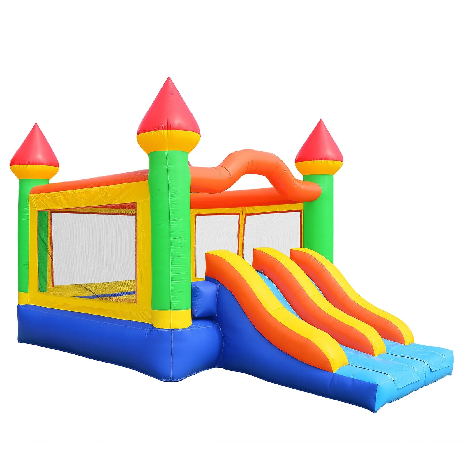 Commercial Bounce House with Double Slide and Climbing Wall