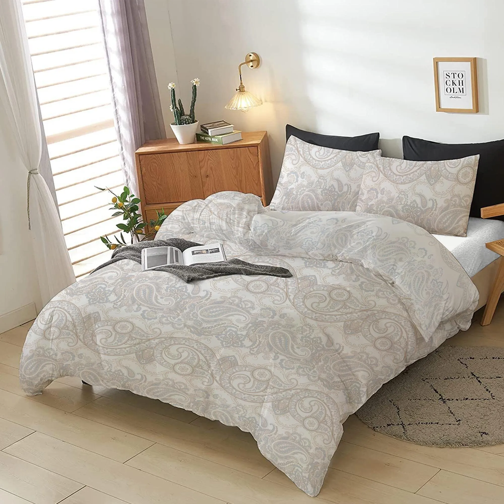 Cotton Home 4-Piece Luxury Cotton Comforter Set Pailsey Print