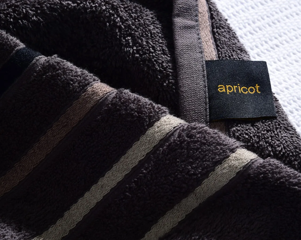 Cotton Towel With Jacquard Stripe (1893) - Charcoal Grey