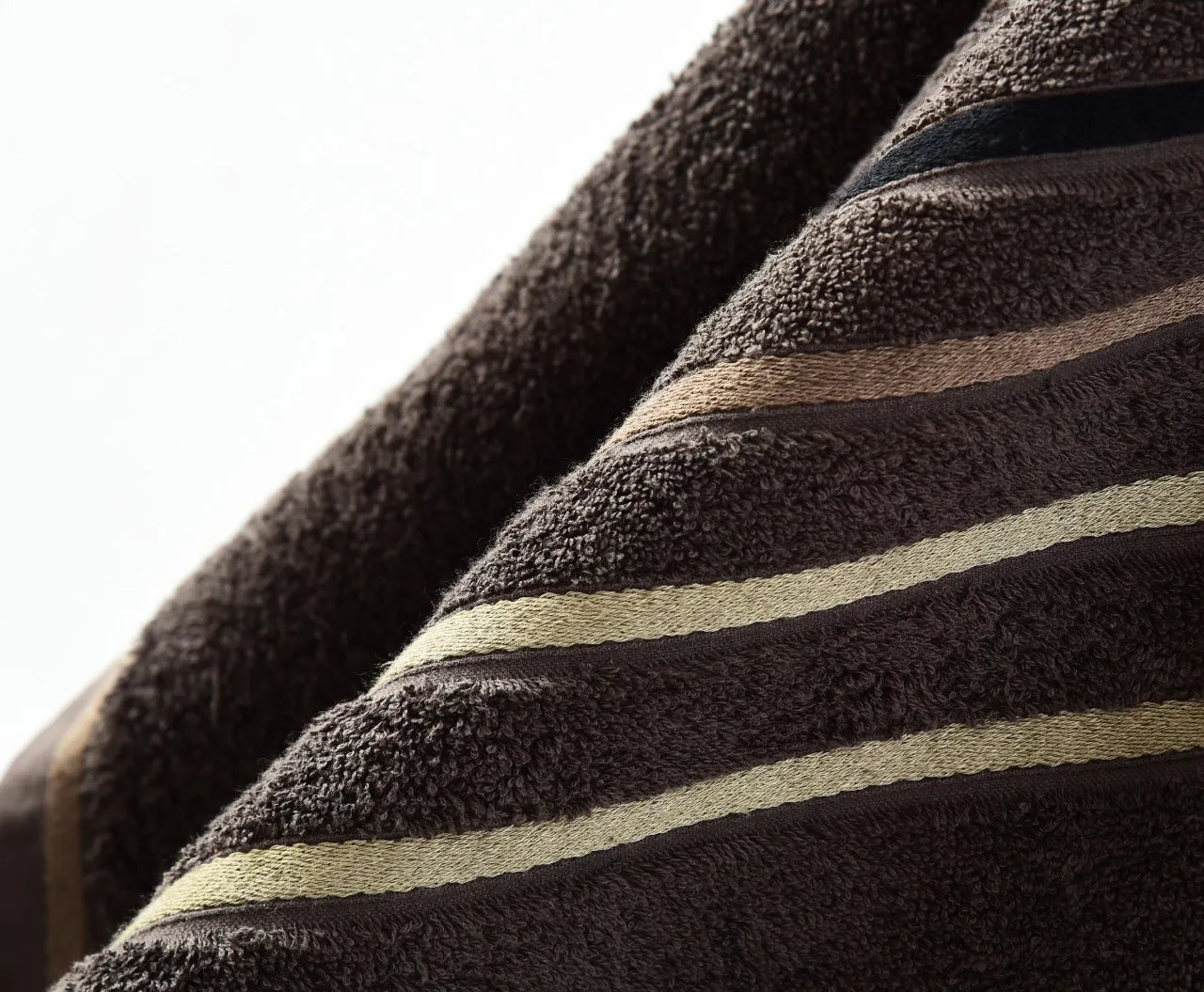 Cotton Towel With Jacquard Stripe (1893) - Charcoal Grey