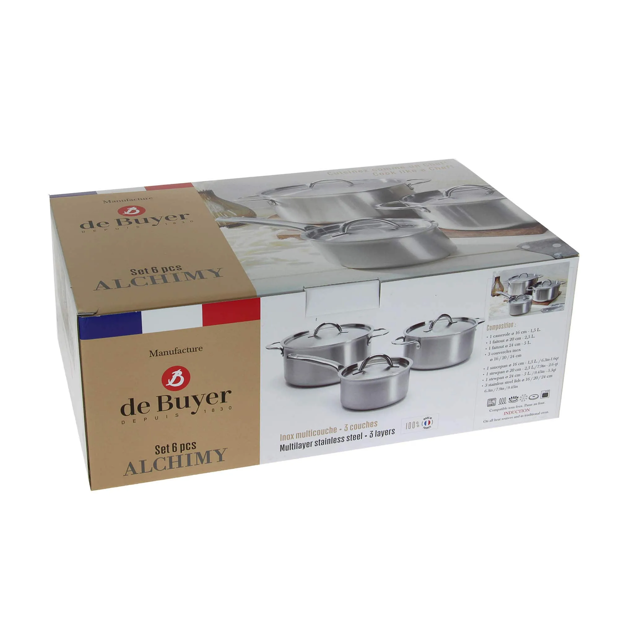 De Buyer Alchimy 3 Piece Cookware Set with Lids