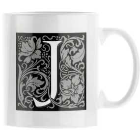 Decorated Initial Mug - Black