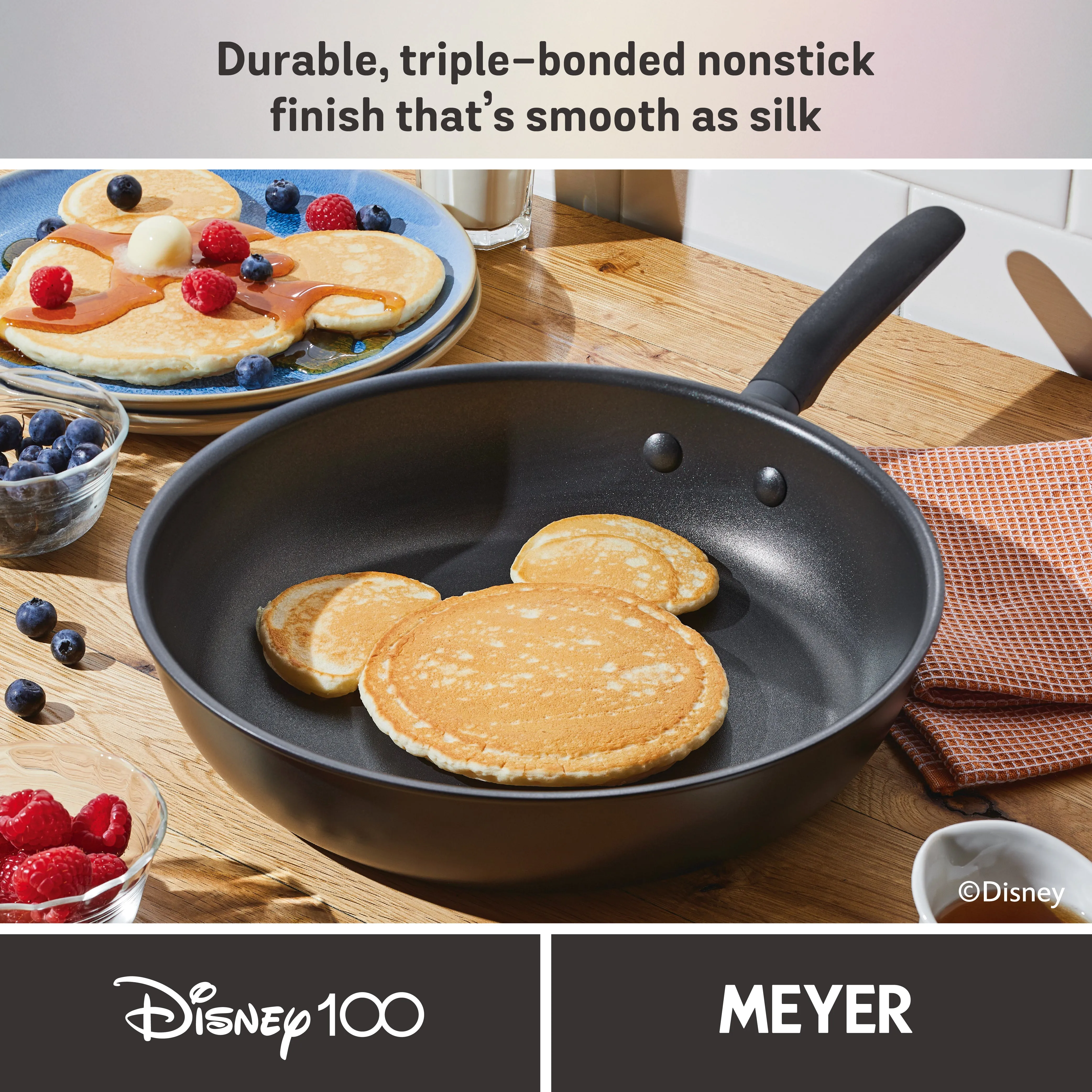 Disney 100 Anniversary Steamboat Willie Stackable Non-Stick Pan Set - 4 Pieces