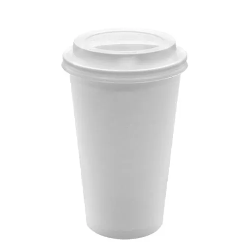 Disposable Paper Coffee Cups with Lids - 16 oz with White Sipper Dome Lids (90mm)