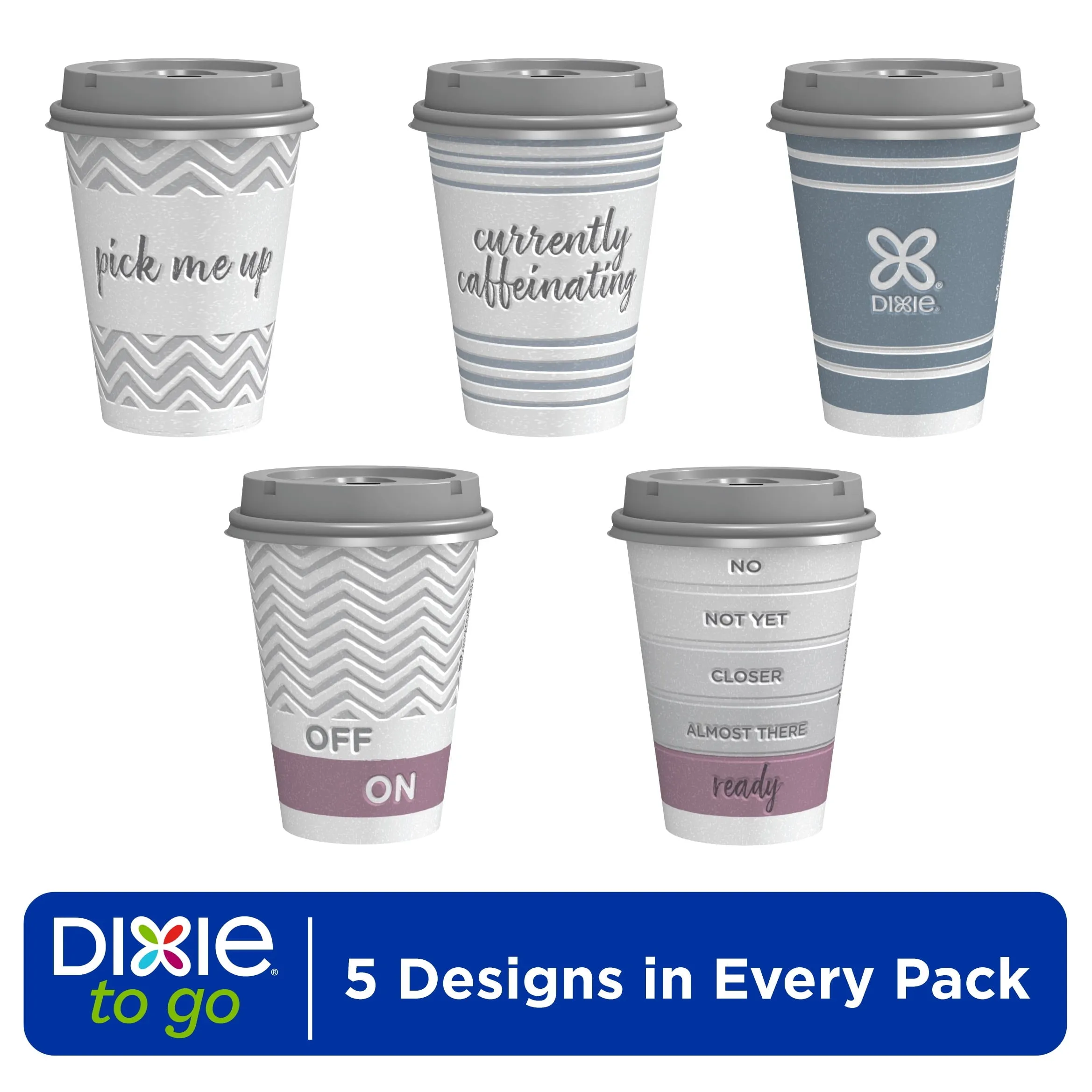 Dixie To Go Disposable Paper Cups with Lids, 12 oz, Multicolor, 40 Count