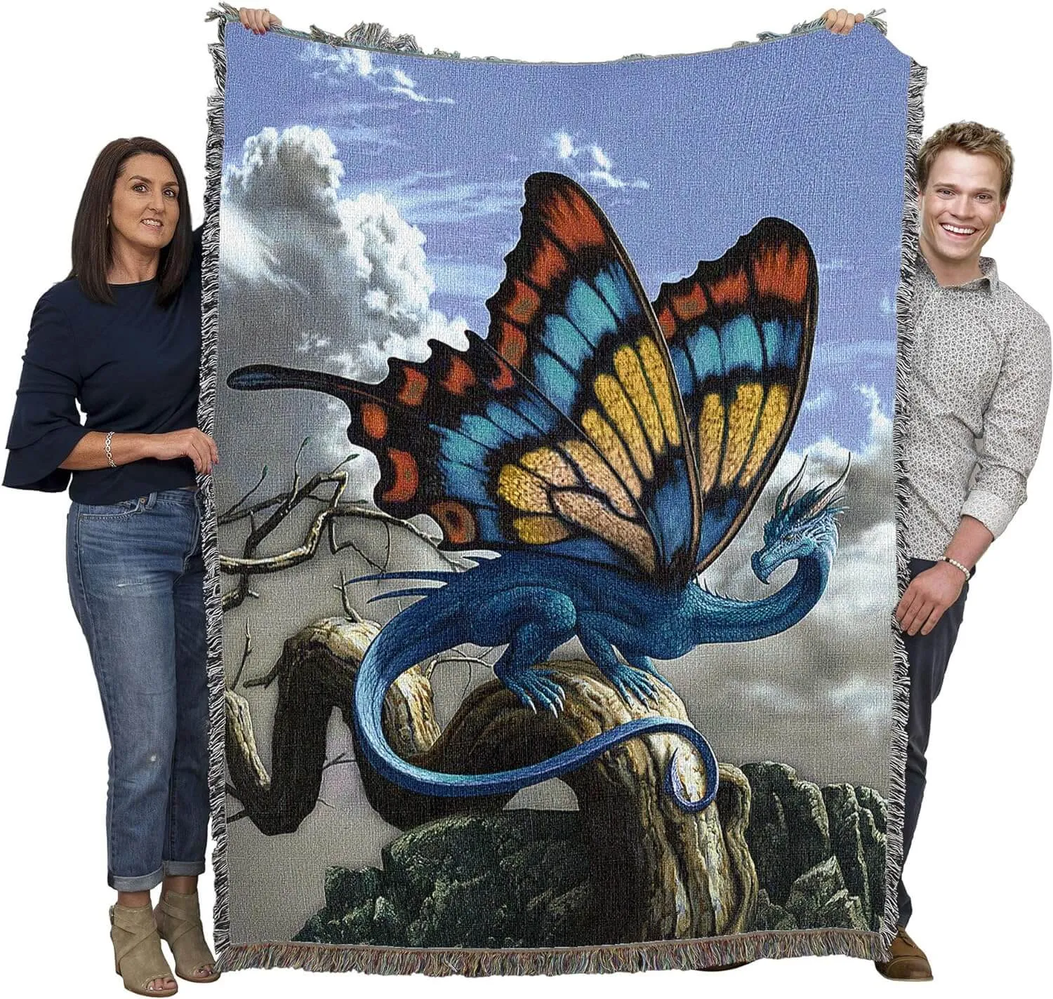 Drakerfly Butterfly Dragon Tapestry Blanket by Ciruelo